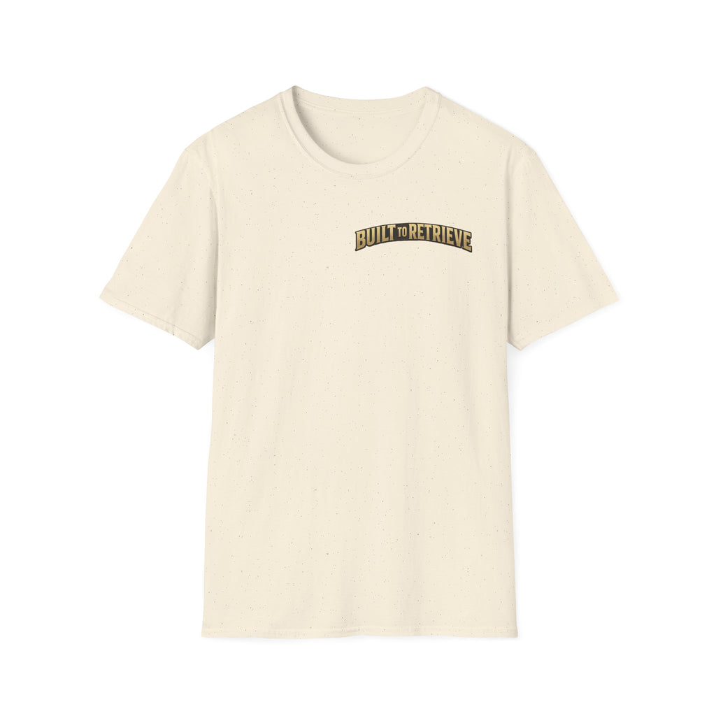 Retriever Dog T-Shirt — "Built to Retrieve" Graphic Tee with Labrador Sunset Print