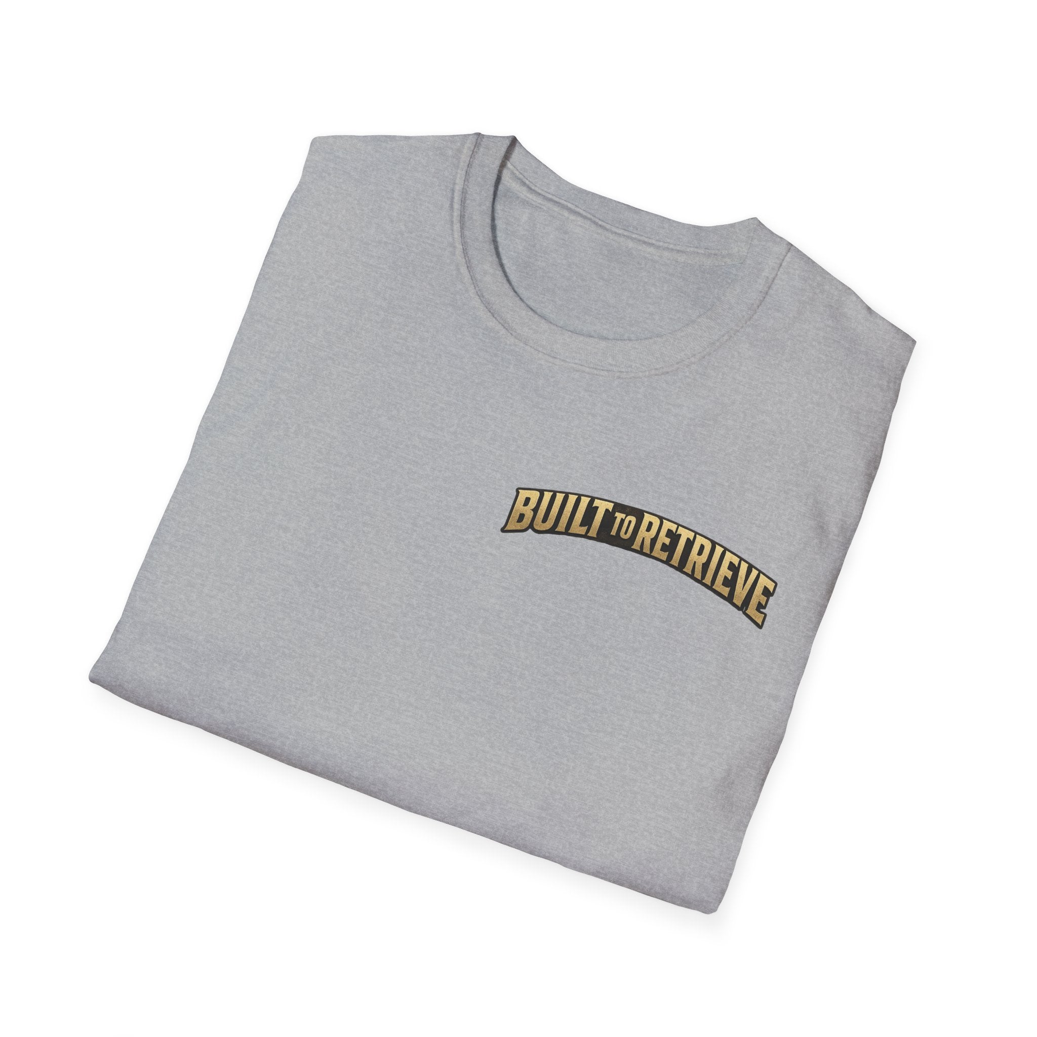 Retriever Dog T-Shirt — "Built to Retrieve" Graphic Tee with Labrador Sunset Print