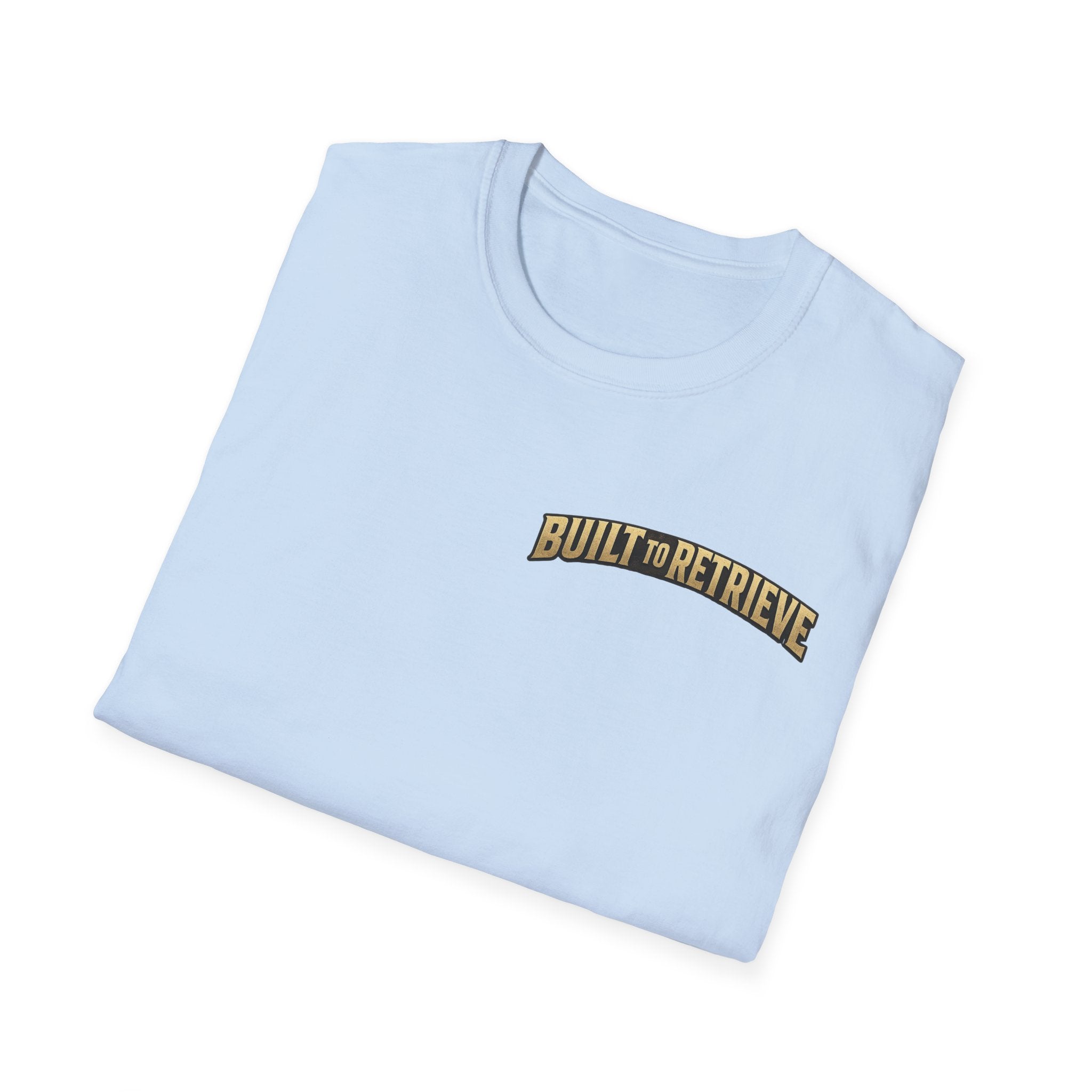 Retriever Dog T-Shirt — "Built to Retrieve" Graphic Tee with Labrador Sunset Print