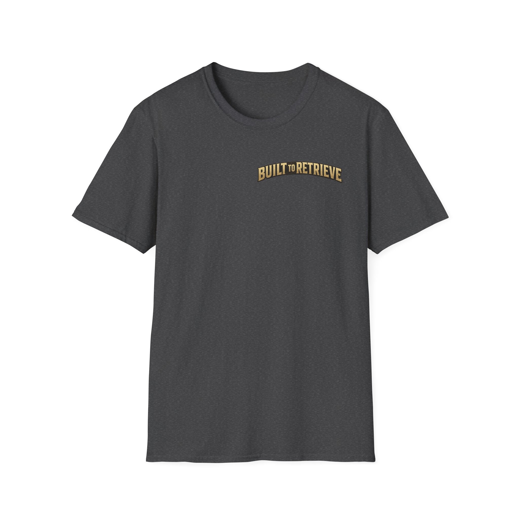 Retriever Dog T-Shirt — "Built to Retrieve" Graphic Tee with Labrador Sunset Print