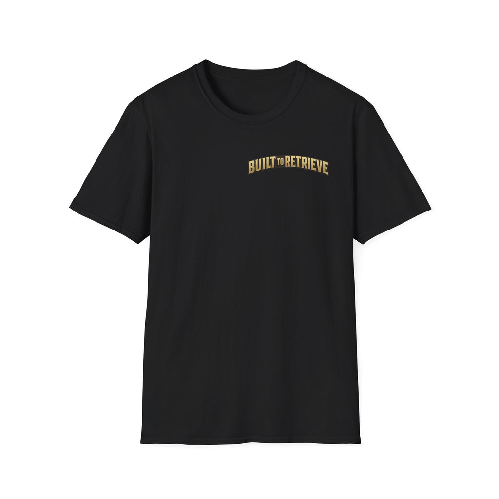 Retriever Dog T-Shirt — "Built to Retrieve" Graphic Tee with Labrador Sunset Print