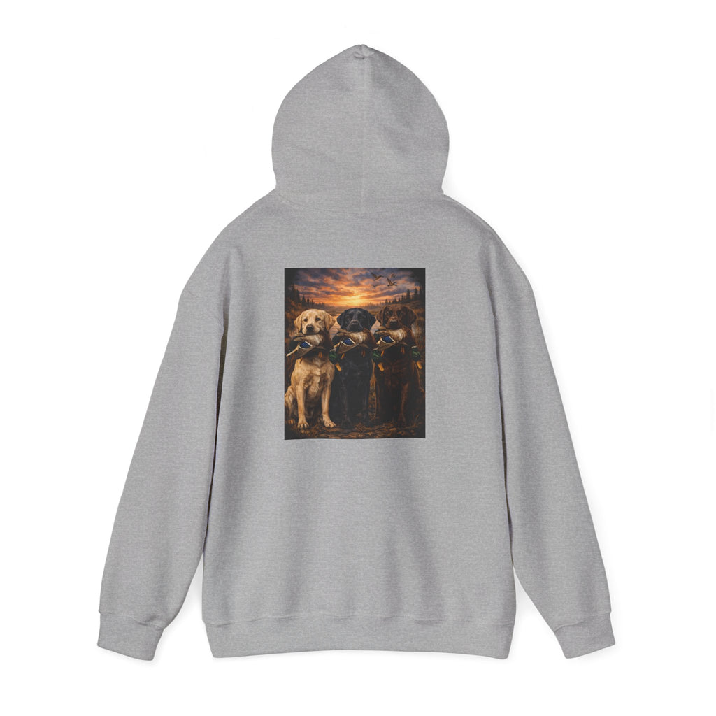 Hoodie — 'Built to Retrieve' Retro Hunting Dogs Graphic Pullover
