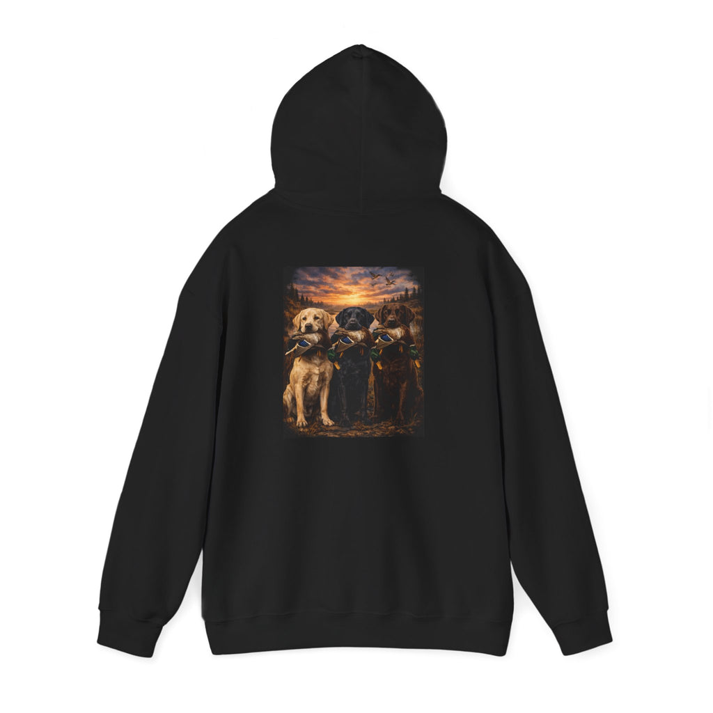 Hoodie — 'Built to Retrieve' Retro Hunting Dogs Graphic Pullover