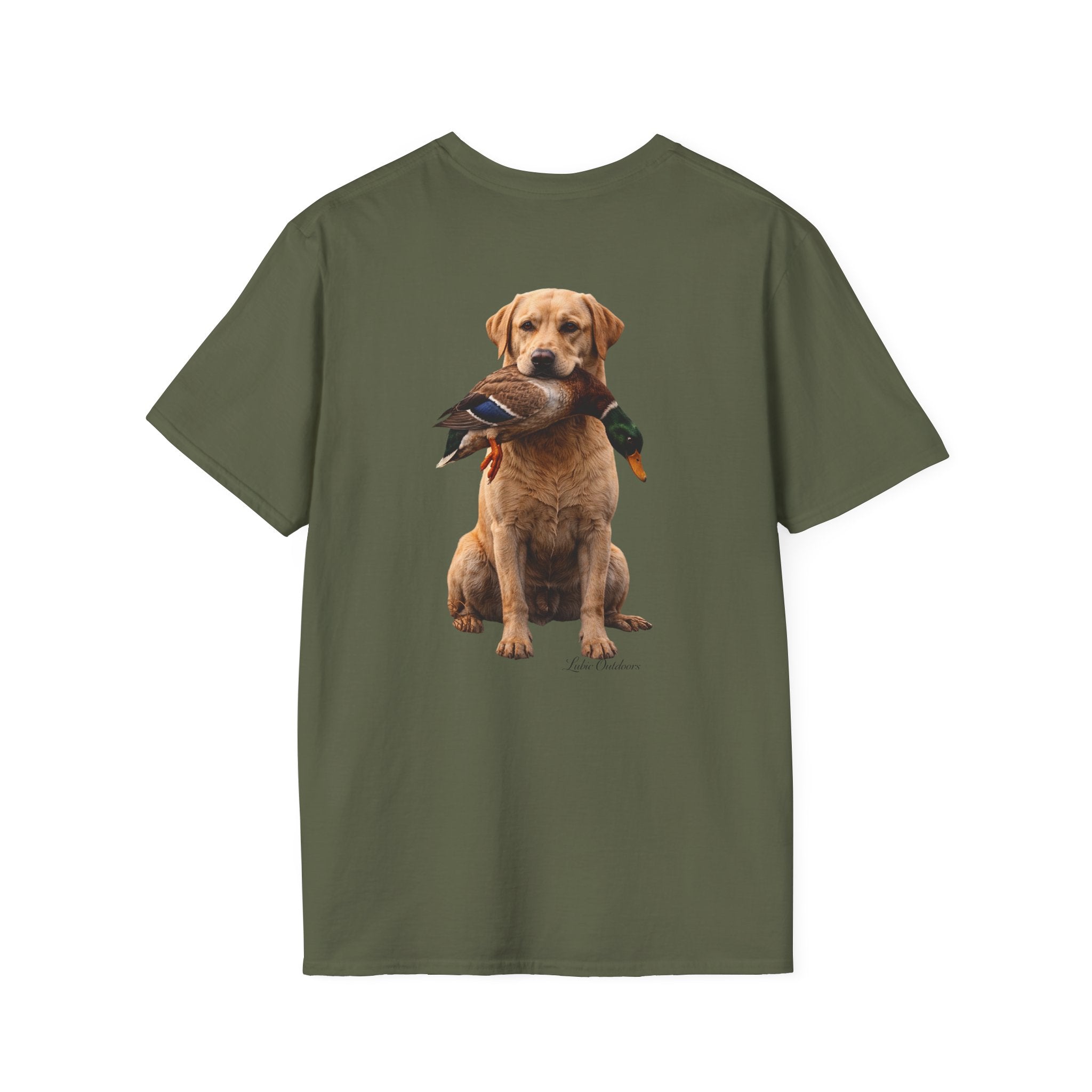 "Built to Retrieve" T-Shirt — Retriever with Mallard Graphic