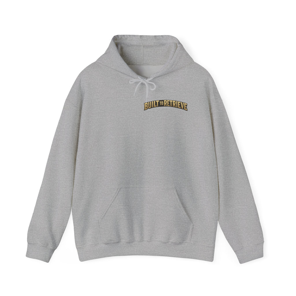 Hoodie — 'Built to Retrieve' Retro Hunting Dogs Graphic Pullover