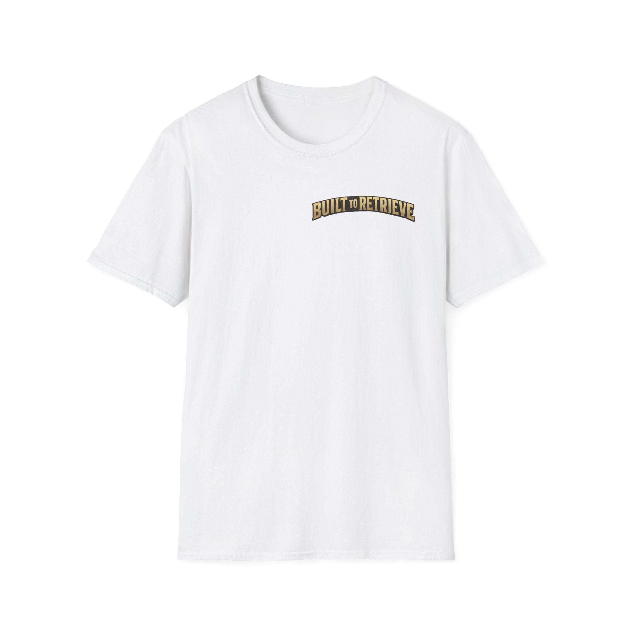 Retriever Dog T-Shirt — "Built to Retrieve" Graphic Tee with Labrador Sunset Print
