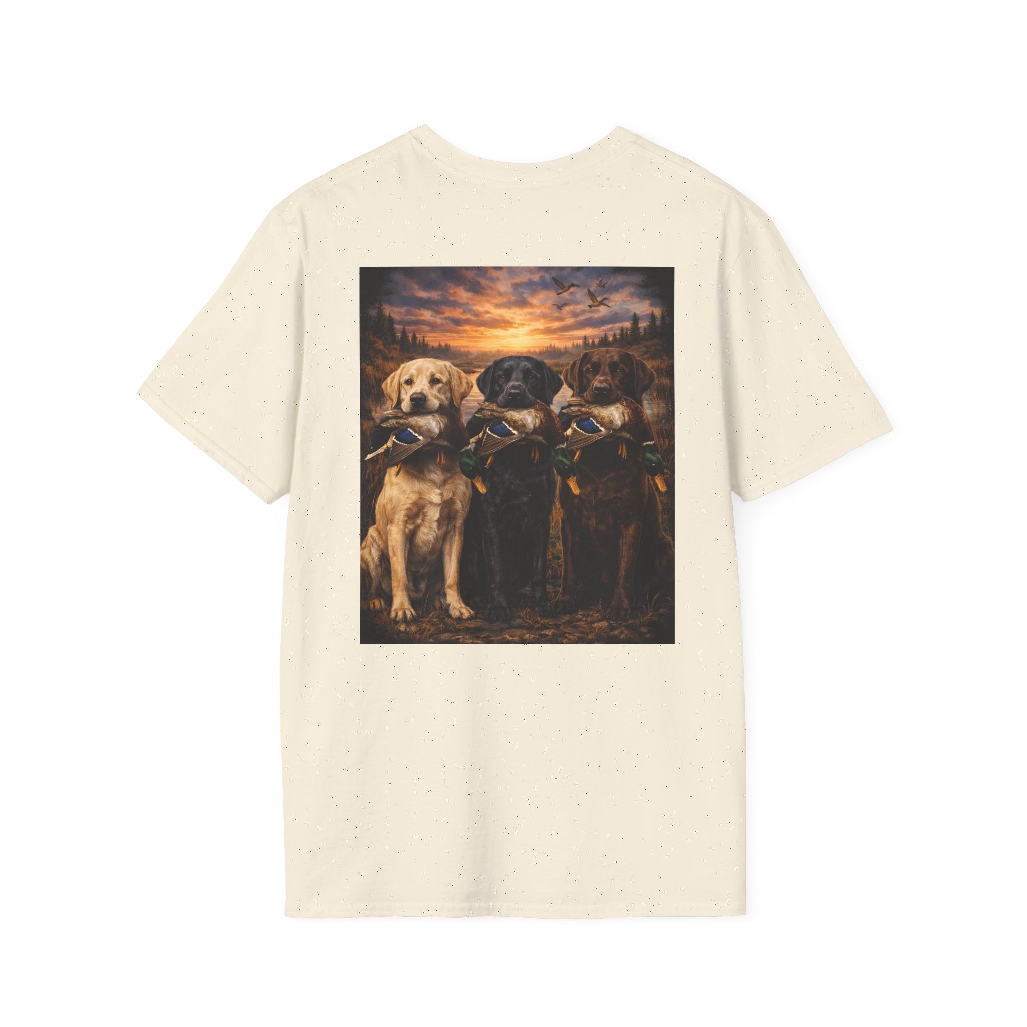 Retriever Dog T-Shirt — "Built to Retrieve" Graphic Tee with Labrador Sunset Print
