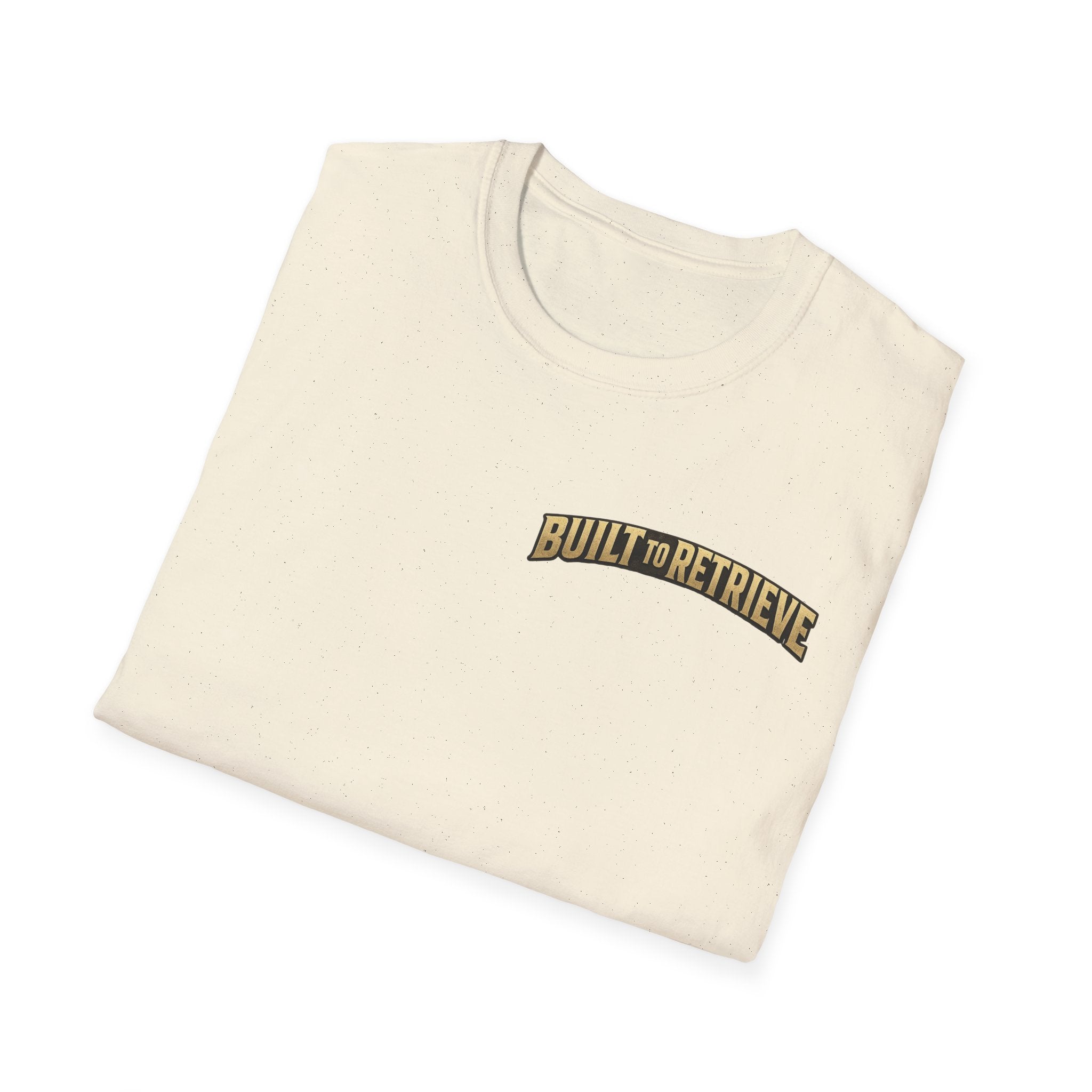 Retriever Dog T-Shirt — "Built to Retrieve" Graphic Tee with Labrador Sunset Print