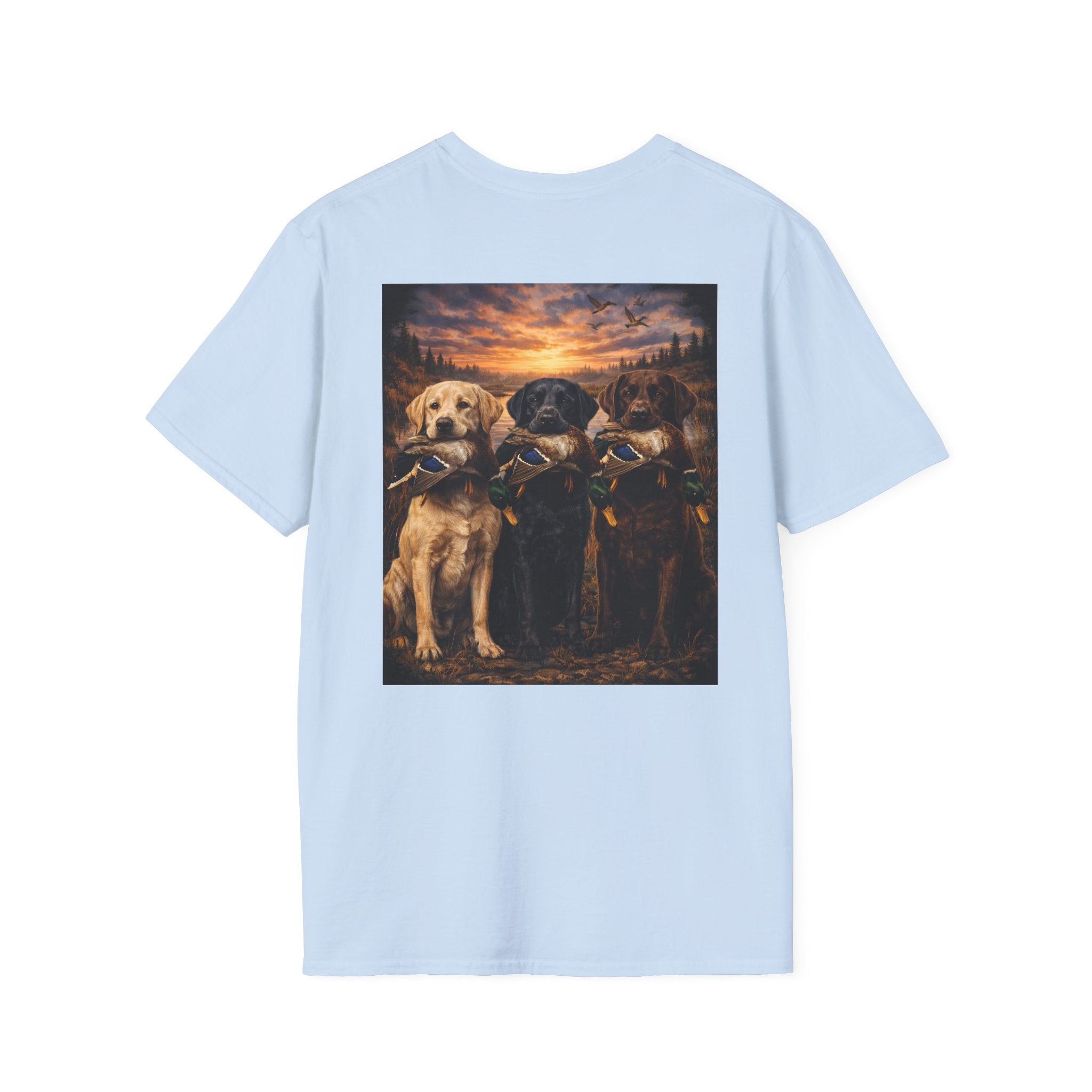 Retriever Dog T-Shirt — "Built to Retrieve" Graphic Tee with Labrador Sunset Print