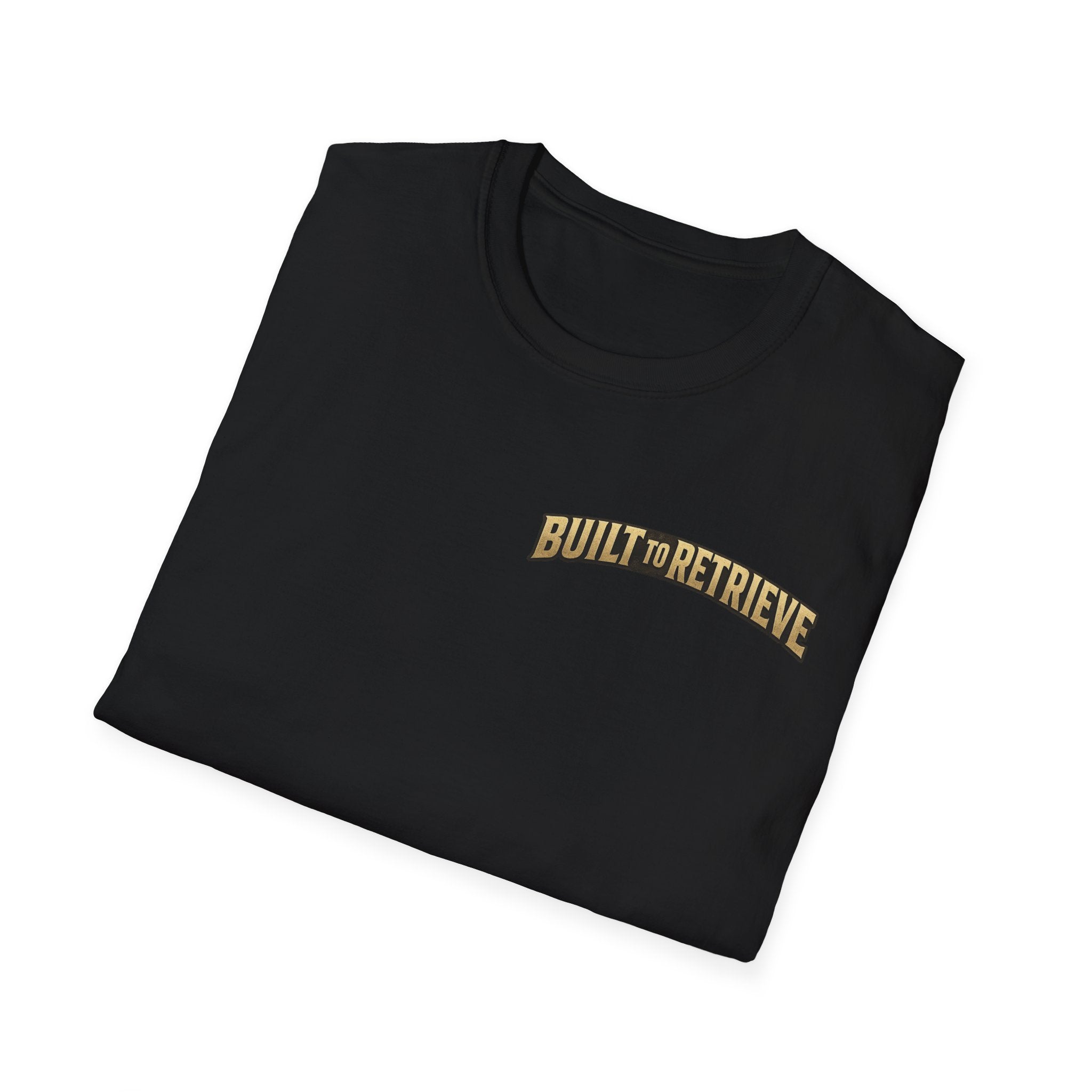 Retriever Dog T-Shirt — "Built to Retrieve" Graphic Tee with Labrador Sunset Print